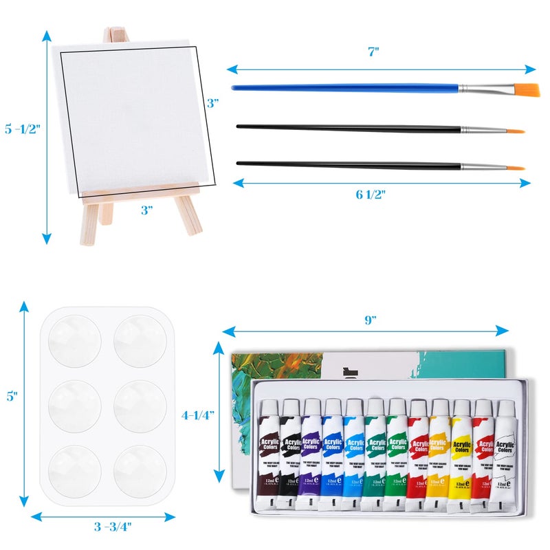 cridoz Mini Canvas and Easel, Cridoz 47 Pieces Small Canvas Painting Set Includes Mini Easel, Acrylic Paint, Paintbrushes and Palette for Artists Art Party Sip and Paint Night - Image 5